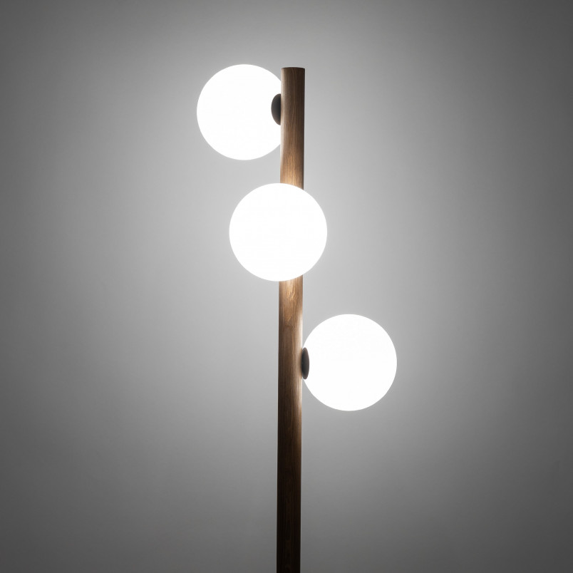 Lampa podłogowa Estera | Szkło, drewno, skandynawski design | TK Lighting