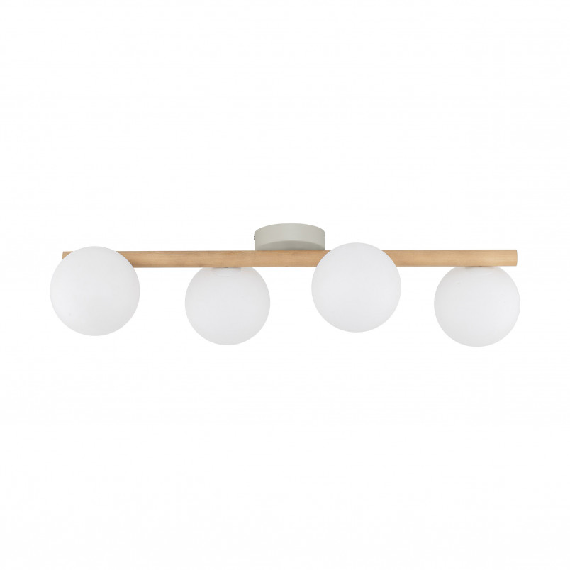 Plafon szklany 4 kule Estera biały/sosna TK Lighting | Skandynawski