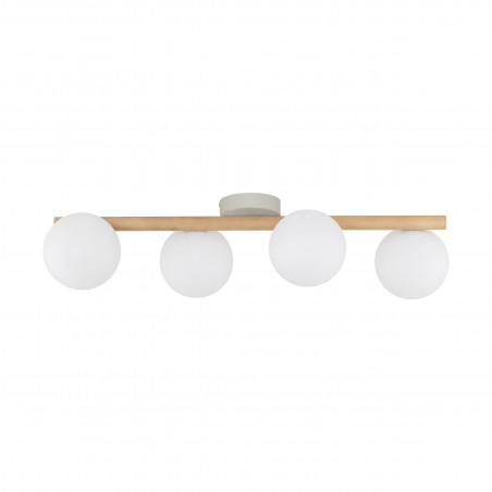 Plafon szklany 4 kule Estera biały/sosna TK Lighting | Skandynawski