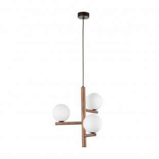 Lampa wisząca szklana 3 kule Estera 33cm biały / orzech TK Lighting