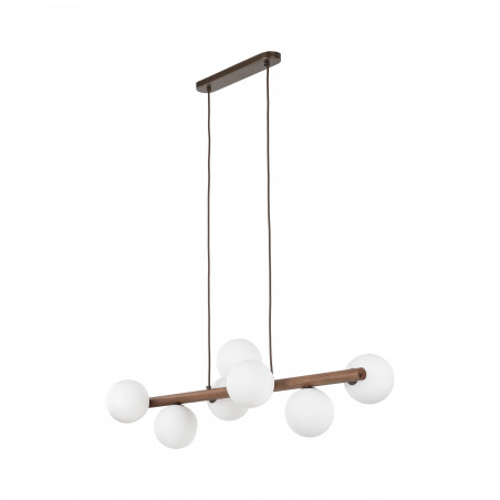 Lampa wisząca Estera 7 kul - Szklana, Biały/Orzech | TK Lighting