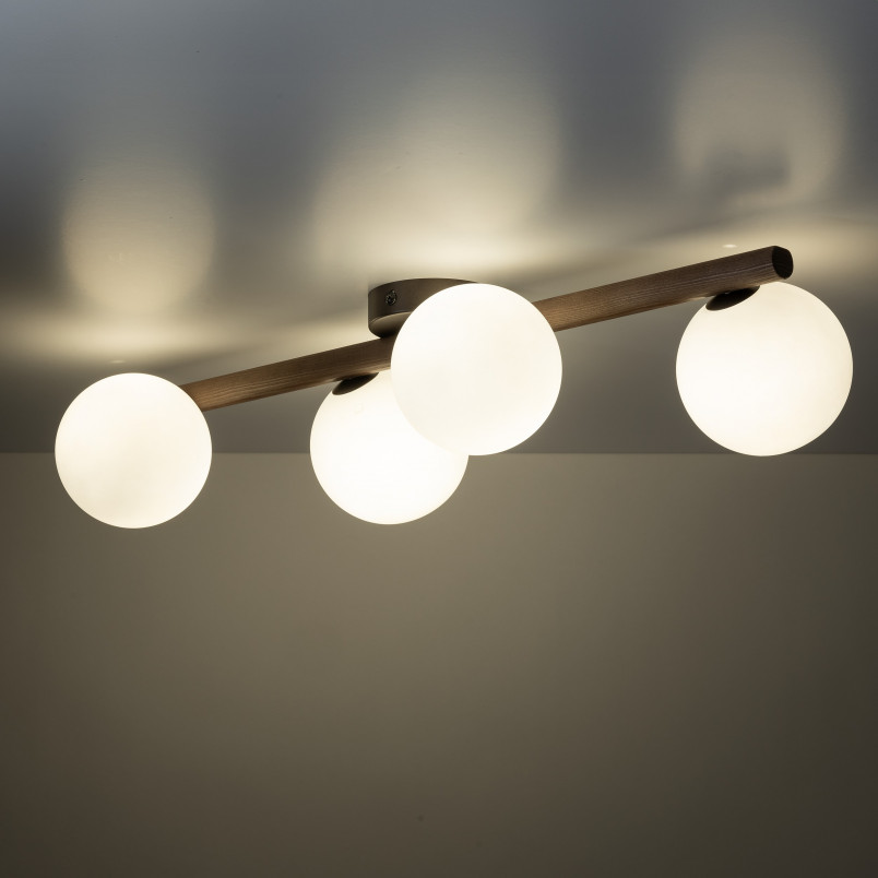 Plafon szklany Estera 4xG9 biały/orzech TK Lighting | Skandynawski