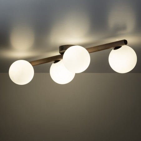 Plafon szklany Estera 4xG9 biały/orzech TK Lighting | Skandynawski