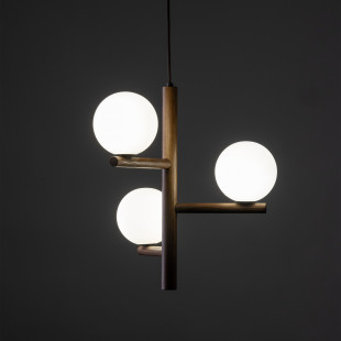 Lampa wisząca Estera 33cm | Szkło Białe/Orzech | TK Lighting