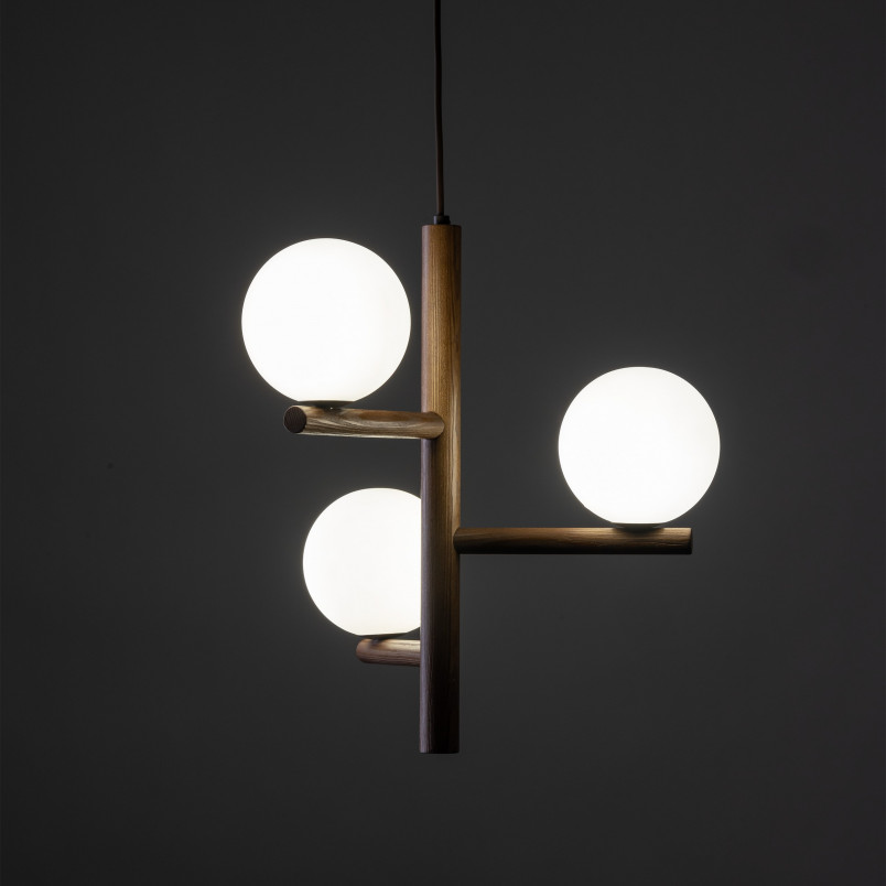 Lampa wisząca Estera 33cm | Szkło Białe/Orzech | TK Lighting