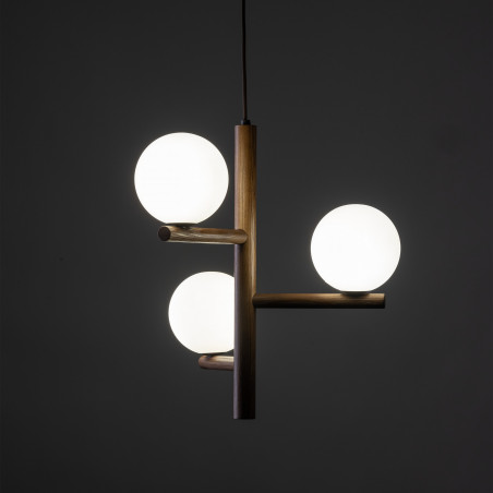 Lampa wisząca Estera 33cm | Szkło Białe/Orzech | TK Lighting