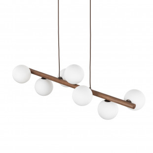 Lampa wisząca Estera 7 kul - Szklana, Biały/Orzech | TK Lighting