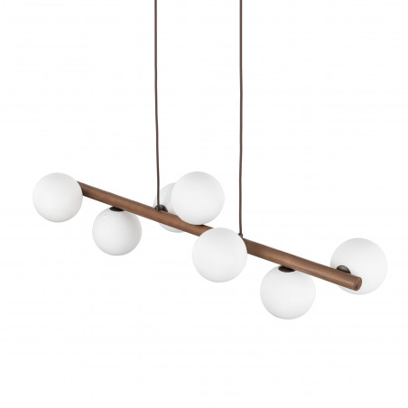 Lampa wisząca Estera 7 kul - Szklana, Biały/Orzech | TK Lighting