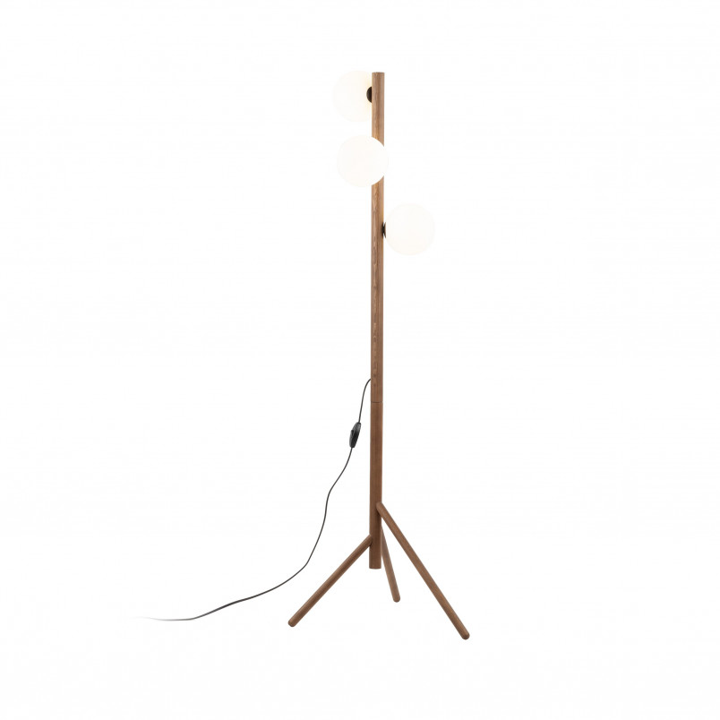 Lampa podłogowa Estera | Szkło, drewno, skandynawski design | TK Lighting