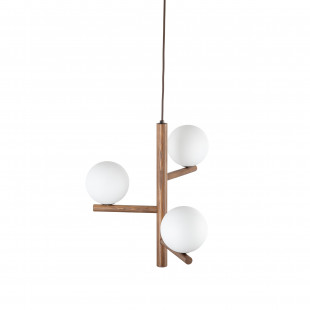 Lampa wisząca Estera 33cm | Szkło Białe/Orzech | TK Lighting