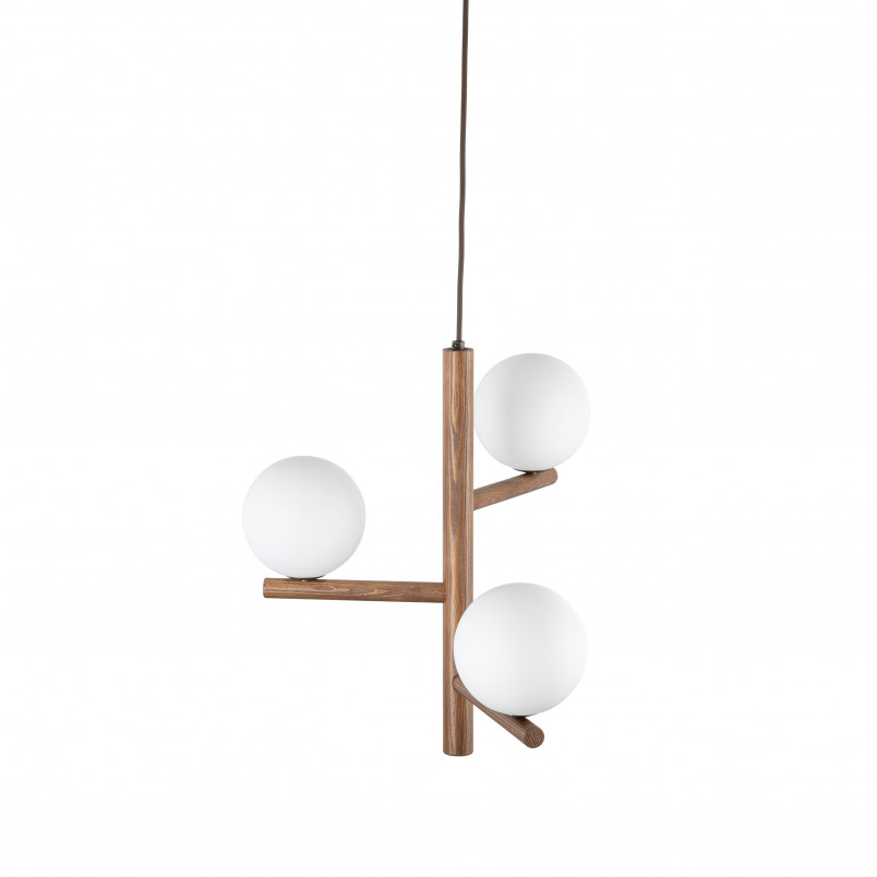 Lampa wisząca Estera 33cm | Szkło Białe/Orzech | TK Lighting