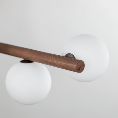 Lampa wisząca Estera 7 kul - Szklana, Biały/Orzech | TK Lighting