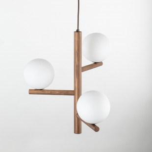 Lampa wisząca Estera 33cm | Szkło Białe/Orzech | TK Lighting