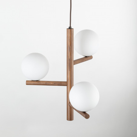 Lampa wisząca Estera 33cm | Szkło Białe/Orzech | TK Lighting