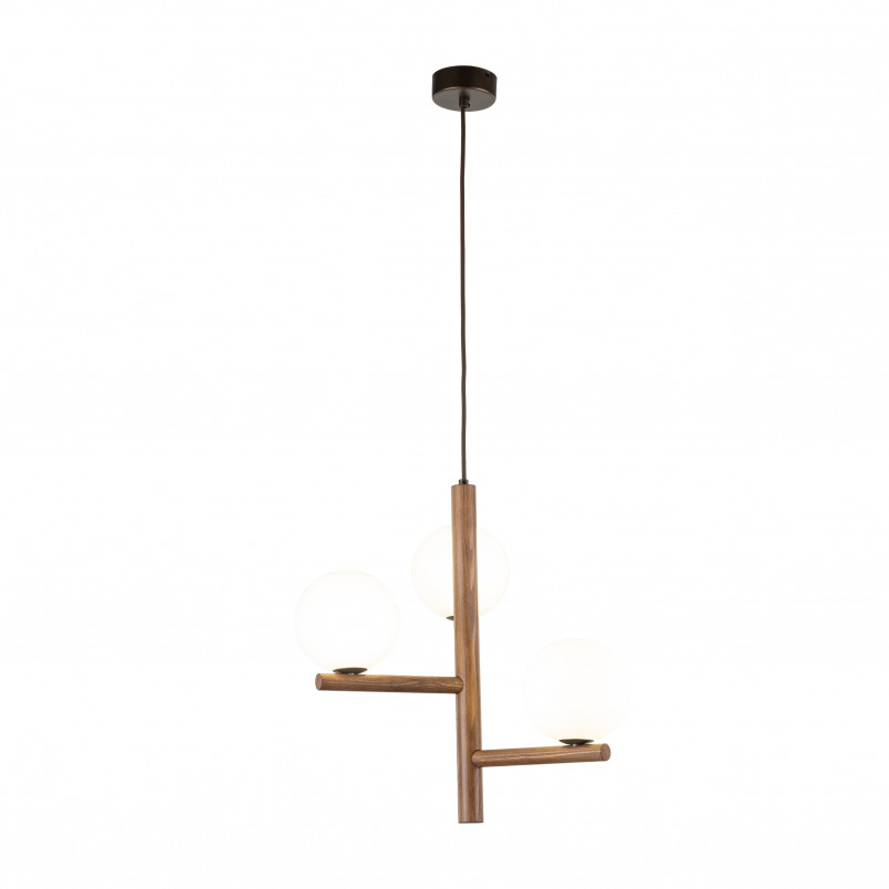 Lampa wisząca Estera 33cm | Szkło Białe/Orzech | TK Lighting