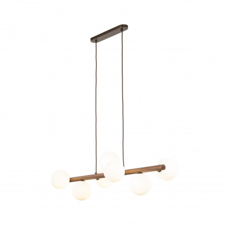 Lampa wisząca Estera 7 kul - Szklana, Biały/Orzech | TK Lighting