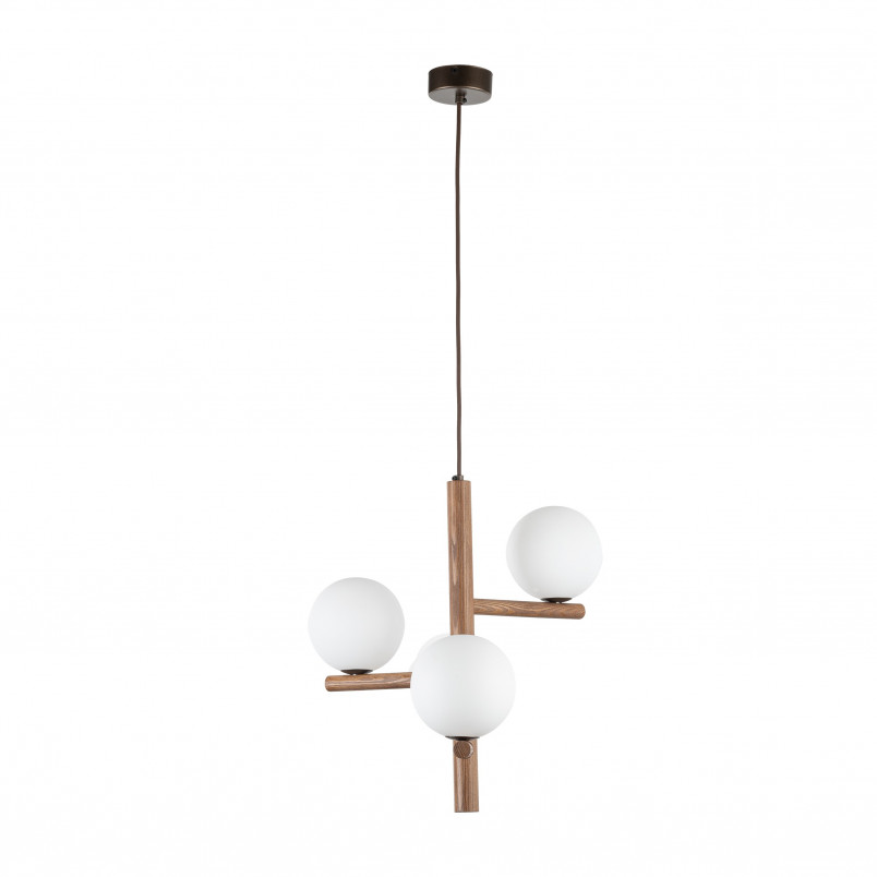 Lampa wisząca Estera 33cm | Szkło Białe/Orzech | TK Lighting