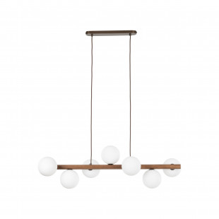 Lampa wisząca Estera 7 kul - Szklana, Biały/Orzech | TK Lighting