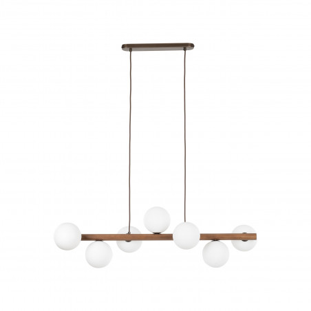 Lampa wisząca Estera 7 kul - Szklana, Biały/Orzech | TK Lighting