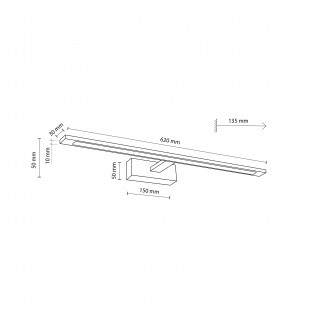 Kinkiet łazienkowy LED czarny TK Lighting | Nad lustro | 62cm