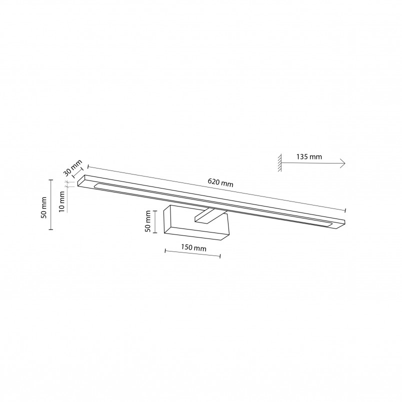Kinkiet łazienkowy LED czarny TK Lighting | Nad lustro | 62cm