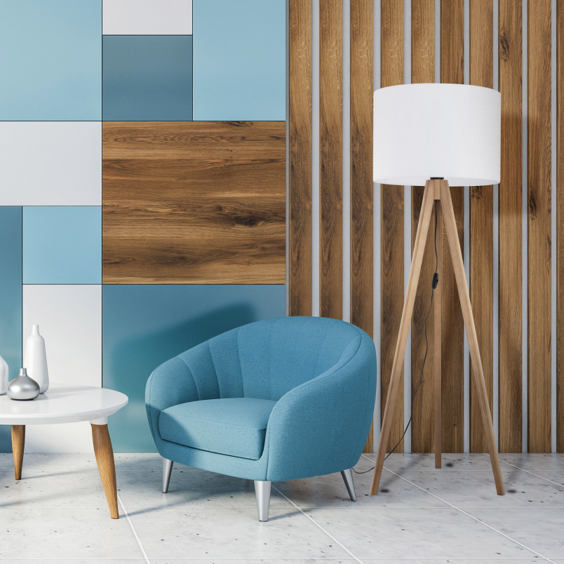 Lampa podłogowa Grand | Biały trójnóg z abażurem | TK Lighting