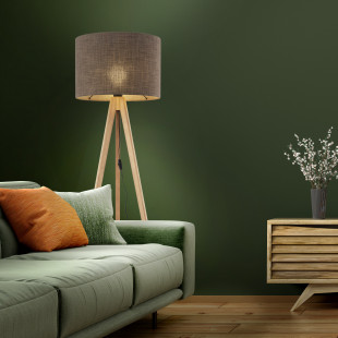 Lampa trójnóg z abażurem Grand 50cm H145cm brązowy / sosna TK Lighting