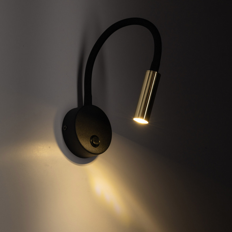 Kinkiet Lagos czarno-złoty z włącznikiem | TK Lighting
