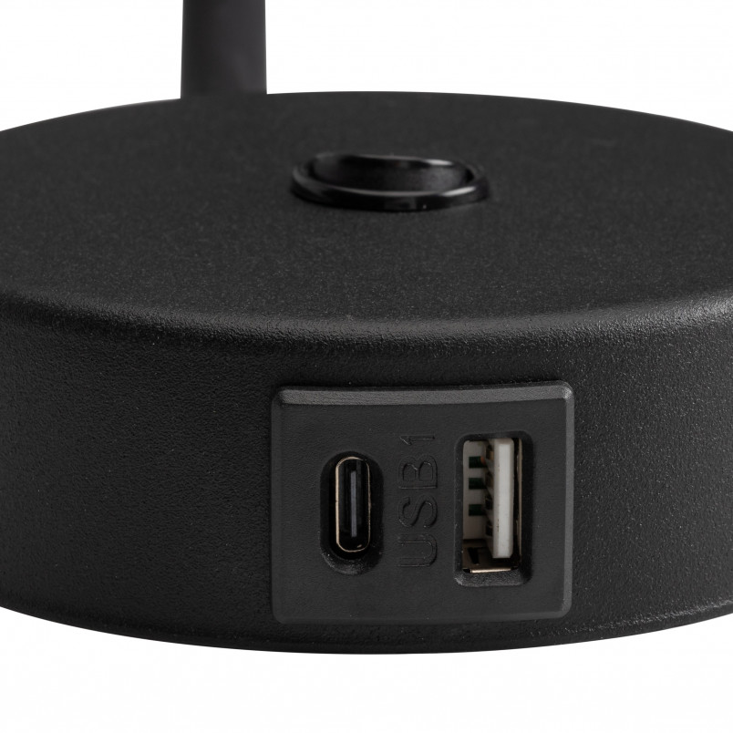 Kinkiet Lagos czarno-złoty z USB | TK Lighting