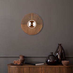 Kinkiet drewniany Lunar | TK Lighting - Bursztynowy, Retro