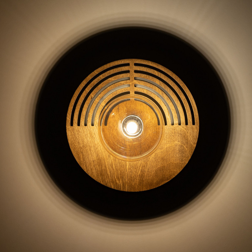 Kinkiet drewniany Lunar | TK Lighting - Bursztynowy, Retro
