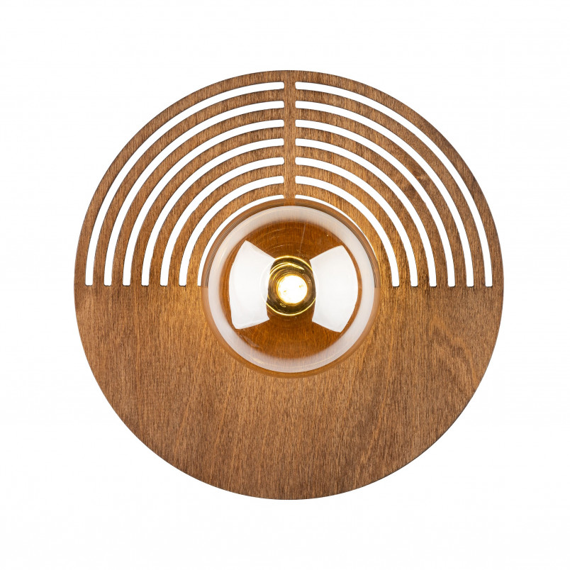 Kinkiet drewniany Lunar | TK Lighting - Bursztynowy, Retro