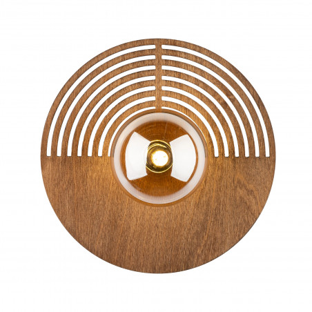Kinkiet drewniany Lunar | TK Lighting - Bursztynowy, Retro