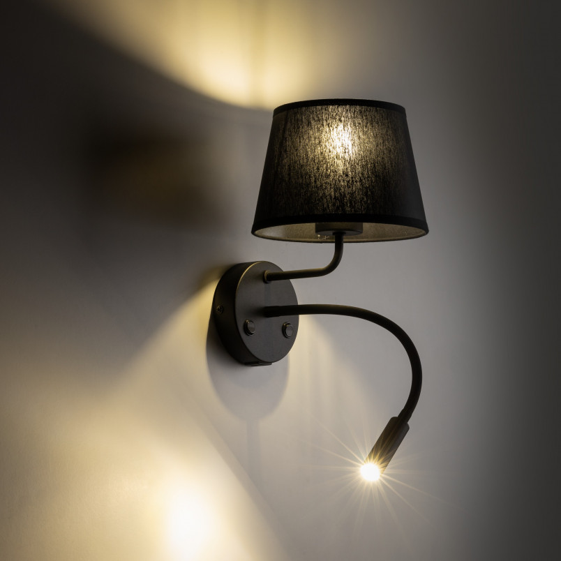 Kinkiet Maja czarny TK Lighting | Lampka do czytania + USB