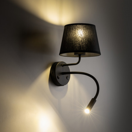 Kinkiet Maja czarny TK Lighting | Lampka do czytania + USB