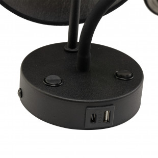 Kinkiet Maja czarny TK Lighting | Lampka do czytania + USB