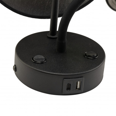 Kinkiet Maja czarny TK Lighting | Lampka do czytania + USB