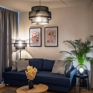 Lampa stołowa Miki - szklana kula biała/czarna | TK Lighting