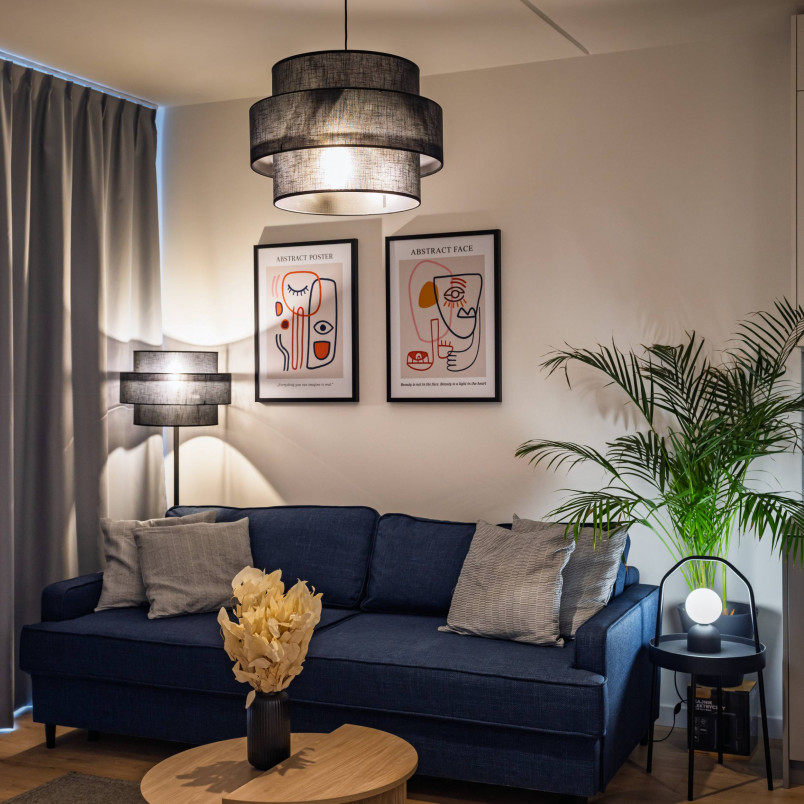 Lampa stołowa Miki - szklana kula biała/czarna | TK Lighting