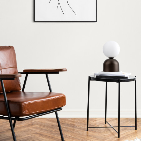 Lampa stołowa szklana kula Miki - TK Lighting | Biały/Brązowy