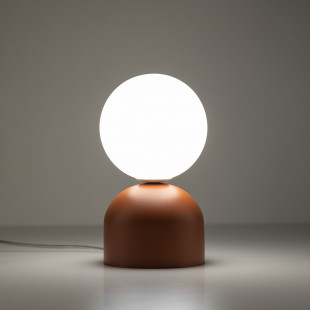 Lampa stołowa szklana kula Miki - TK Lighting | Biały/Ceglany