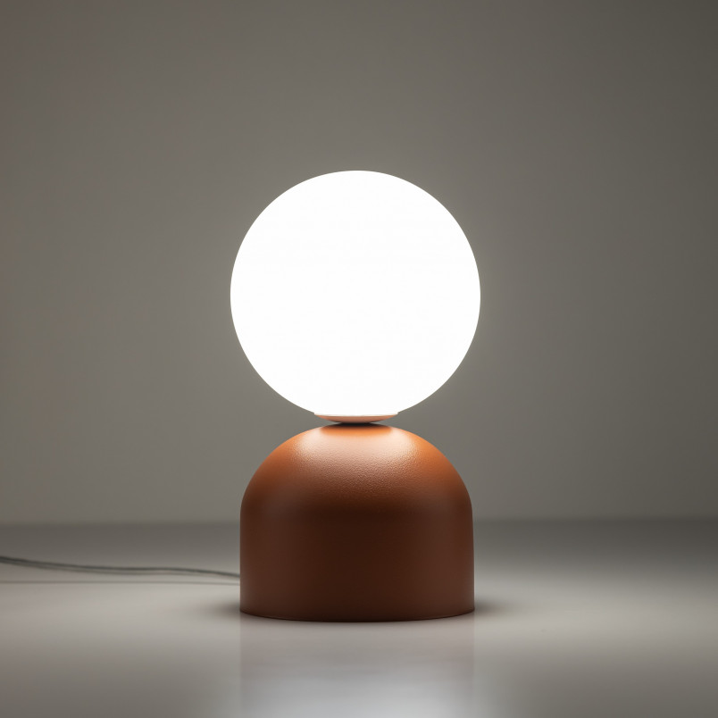 Lampa stołowa szklana kula Miki - TK Lighting | Biały/Ceglany