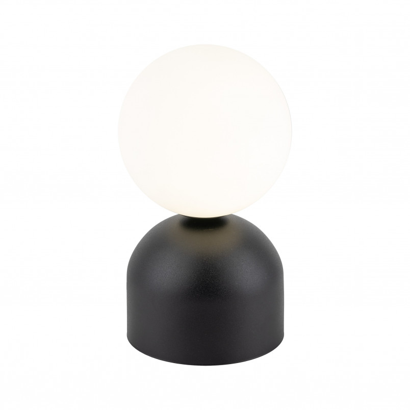 Lampa stołowa Miki - szklana kula biała/czarna | TK Lighting