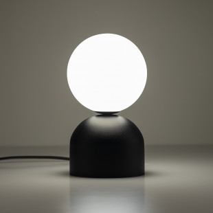 Lampa stołowa Miki - szklana kula biała/czarna | TK Lighting