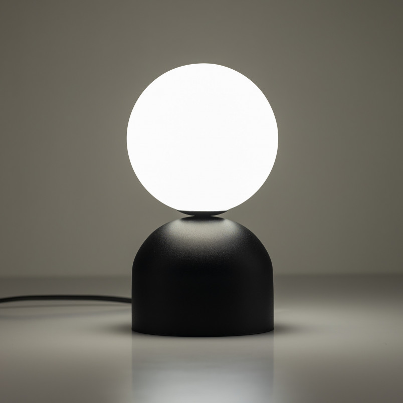 Lampa stołowa Miki - szklana kula biała/czarna | TK Lighting