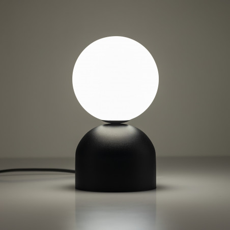 Lampa stołowa Miki - szklana kula biała/czarna | TK Lighting