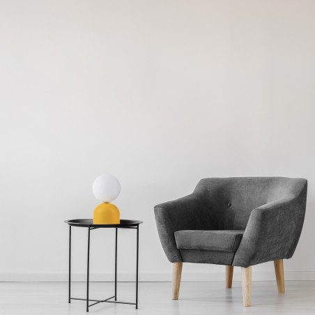 Lampa stołowa szklana kula Miki - TK Lighting | Biały/Żółty