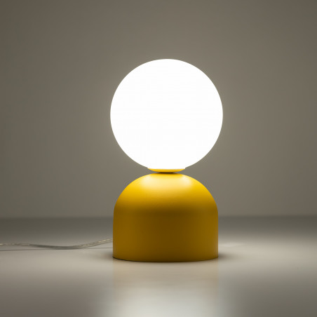 Lampa stołowa szklana kula Miki - TK Lighting | Biały/Żółty