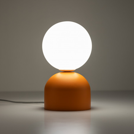 Lampa stołowa Miki - szklana kula biało-pomarańczowa | TK Lighting