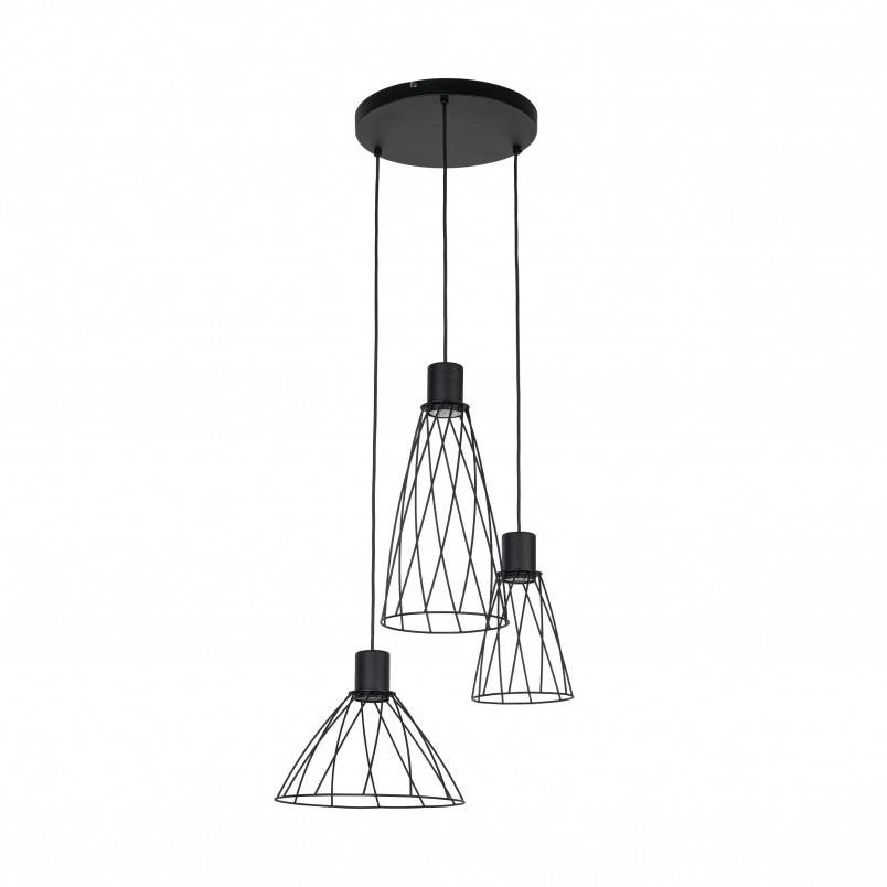 Lampa Wisząca Modesto | 3 Punkty, Czarna Metalowa - TK Lighting